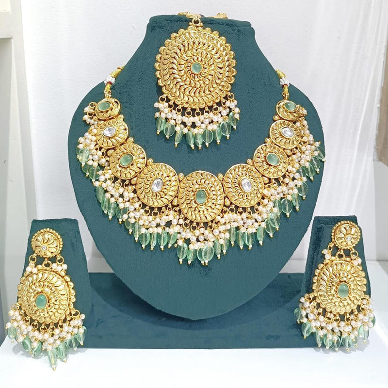 Kavita Art Gold Plated Kundan Stone And Pearls Necklace Set