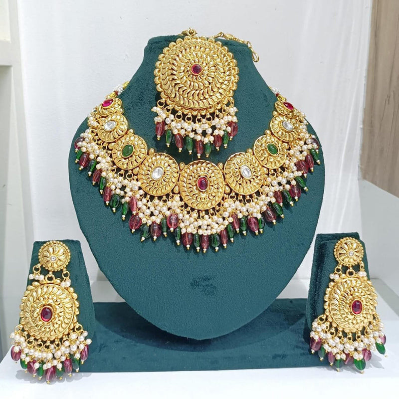 Kavita Art Gold Plated Kundan Stone And Pearls Necklace Set