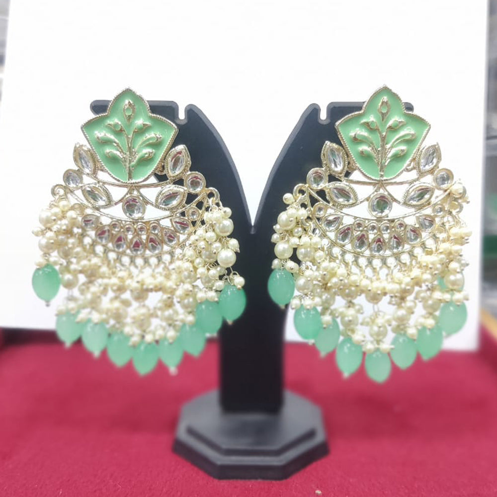 Kavita Art Gold Plated Kundan Stone And Meenakari Pearls Dangler Earrings