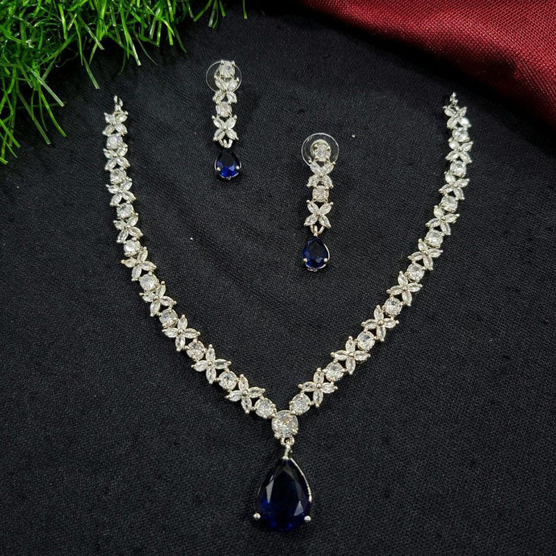 Kavita Art Silver Plated Crystal Stone Necklace Set