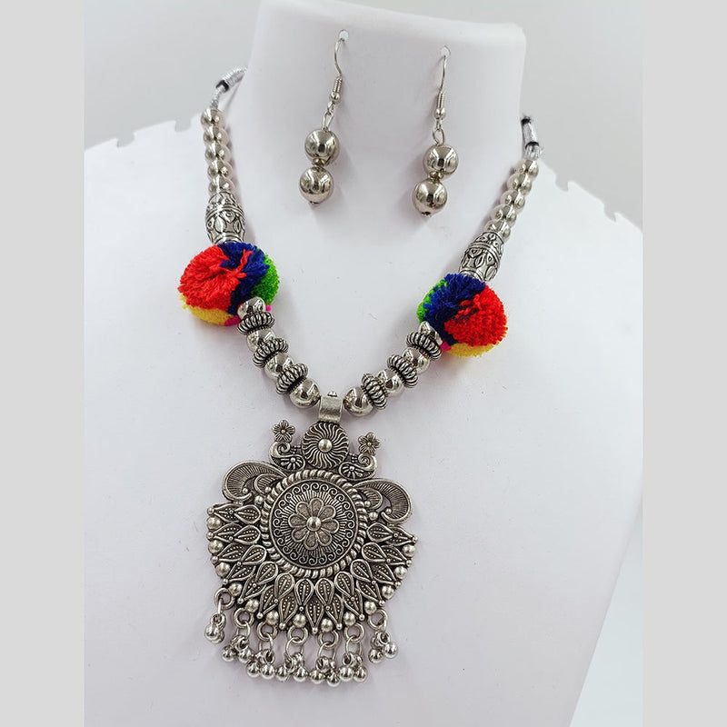 Kavita Art Oxidised Plated Navratri Special Pom Pom Necklace Set