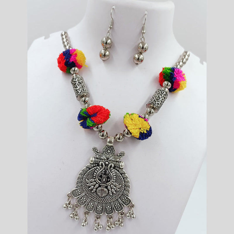 Kavita Art Oxidised Plated Navratri Special Pom Pom Necklace Set