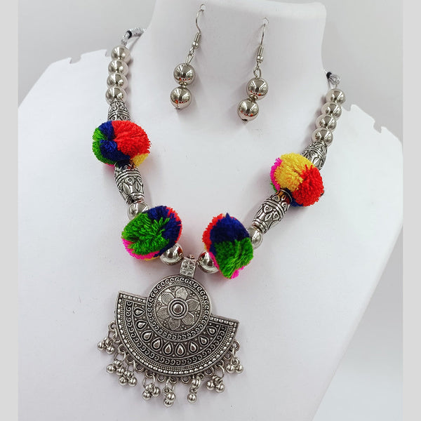 Kavita Art Oxidised Plated Navratri Special Pom Pom Necklace Set