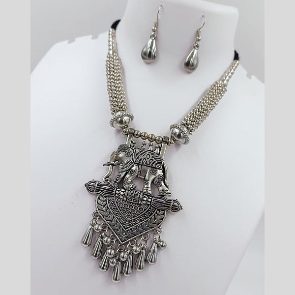 Kavita Art Oxidised Plated Elephant Necklace Set