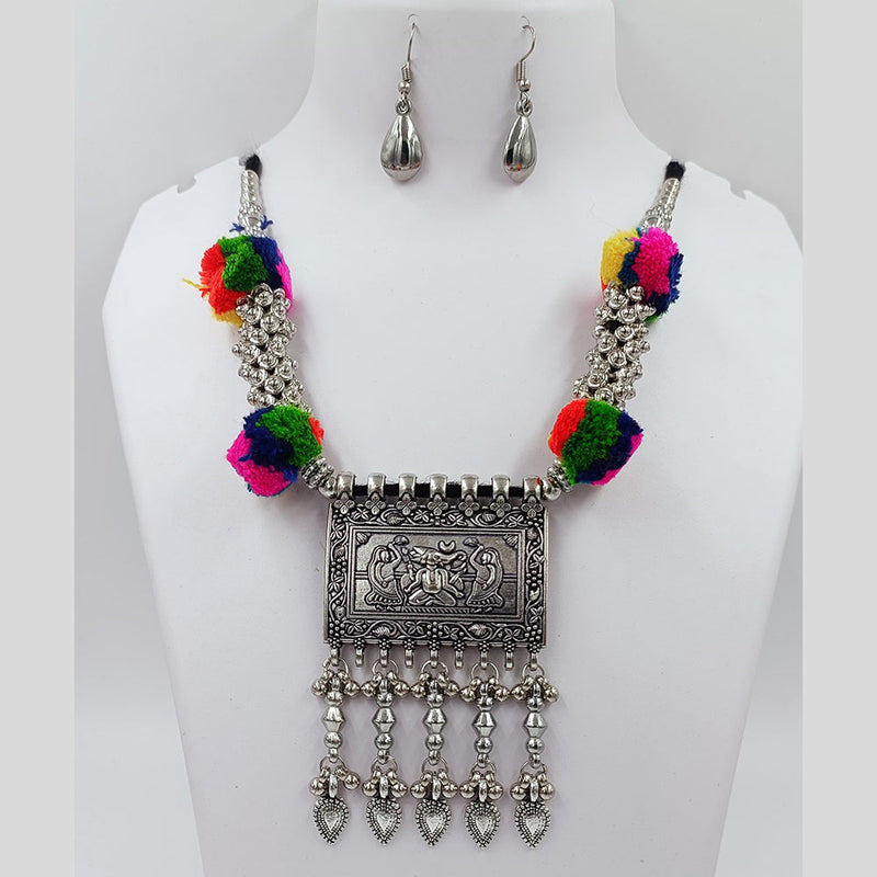 Kavita Art Oxidised Plated Navratri Special Pom Pom Necklace Set