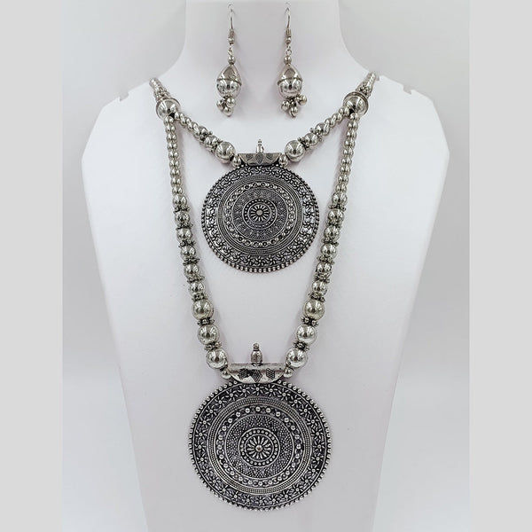 Kavita Art Oxidised Plated Double Layer Necklace Set