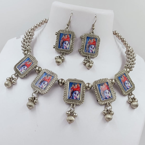 Kavita Art Oxidised Plated Krishna Style Necklace Set