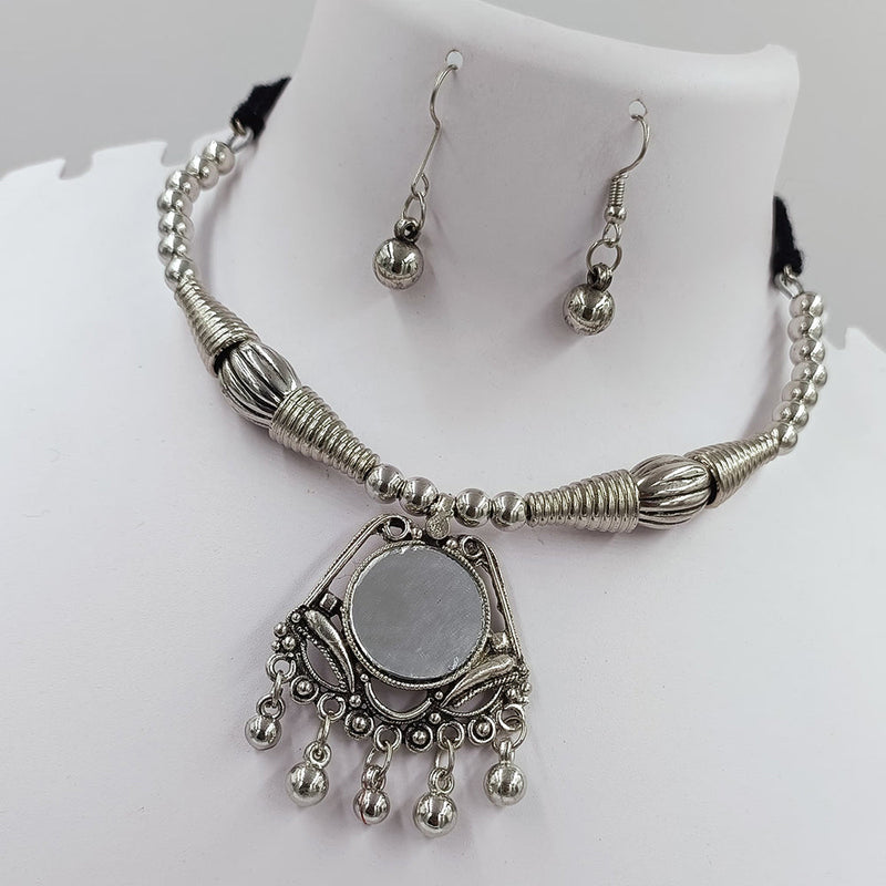 Kavita Art Oxidised Plated Mirror Choker Necklace Set