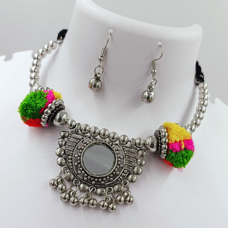 Kavita Art Oxidised Plated Navratri Special Pom Pom Choker Necklace Set