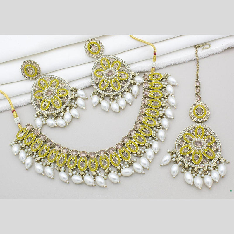 Kavita Art Gold Plated Crystal Stone And Pearls Necklace Set