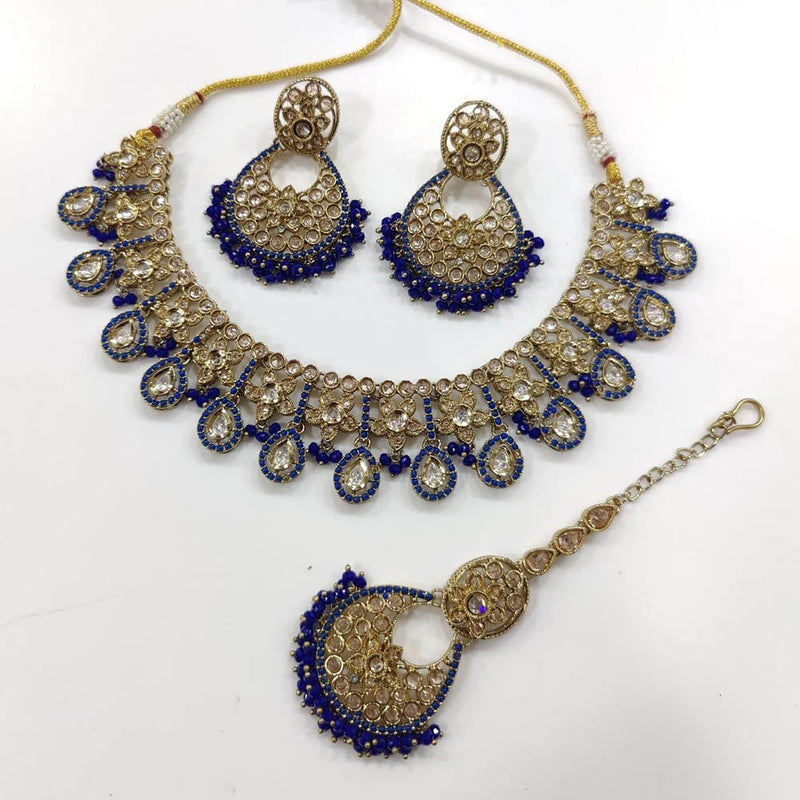 Kavita Art Gold Plated Crystal Stone And Pearls Necklace Set