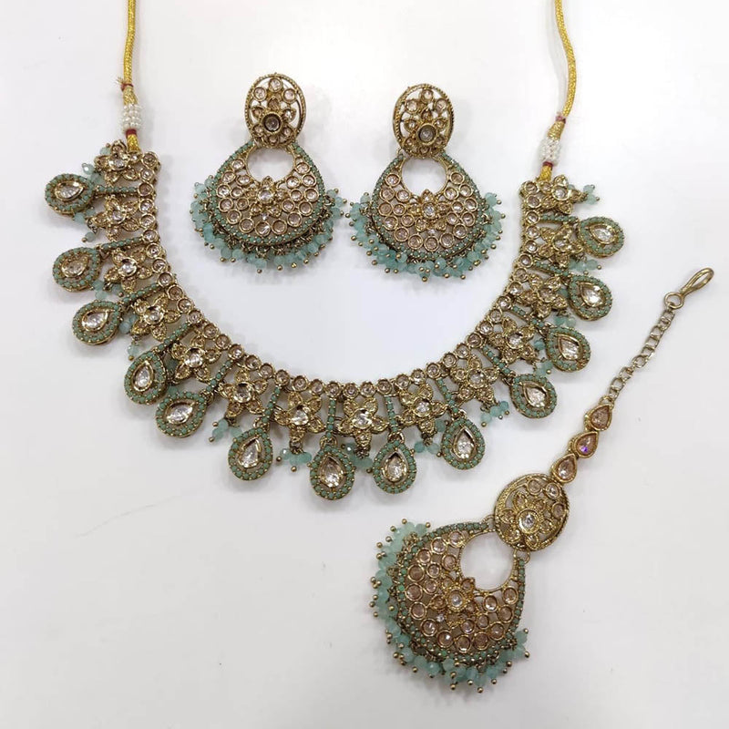 Kavita Art Gold Plated Crystal Stone And Pearls Necklace Set