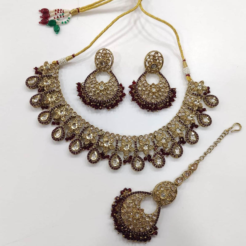 Kavita Art Gold Plated Crystal Stone And Pearls Necklace Set