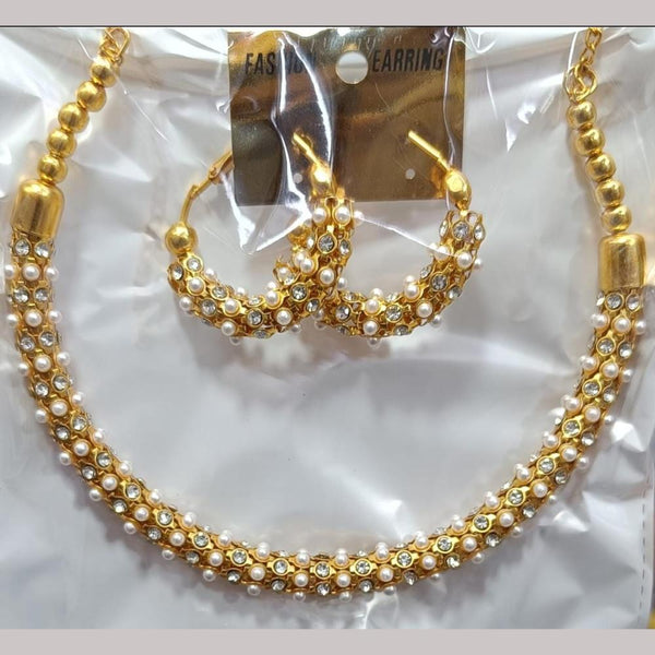 Kavita Art Gold Plated Austrian Stone And Pearls Necklace Set