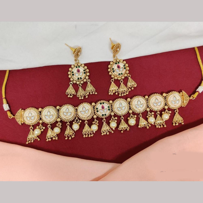 Kavita Art Gold Plated Pearls Choker Necklace Set