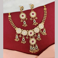 Kavita Art Gold Plated Pota Stone And Pearls Necklace Set