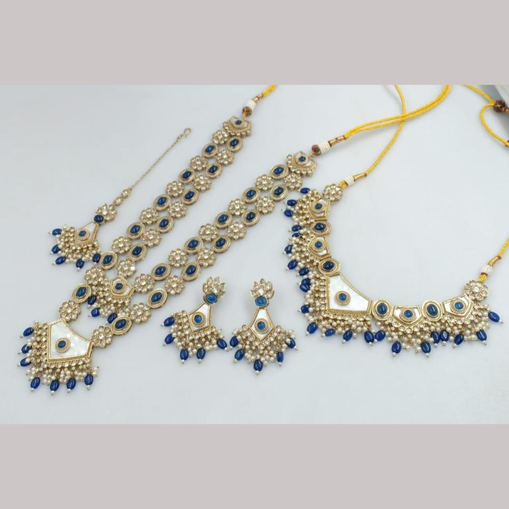 Kavita Art Gold Plated Crystal Stone And Beads Necklace Combo