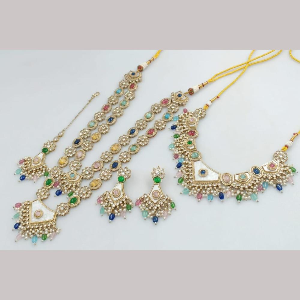 Kavita Art Gold Plated Crystal Stone And Beads Necklace Combo