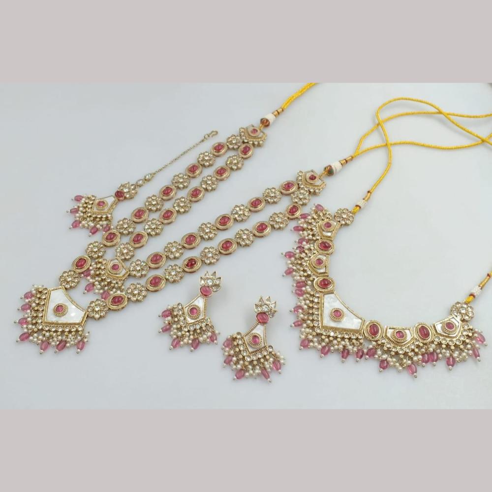 Kavita Art Gold Plated Crystal Stone And Beads Necklace Combo