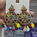 Kavita Art Gold Plated Crystal Stone And Beads Dangler Earrings