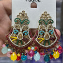 Kavita Art Gold Plated Crystal Stone And Beads Dangler Earrings