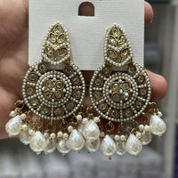 Kavita Art Gold Plated Crystal Stone And Beads Dangler Earrings