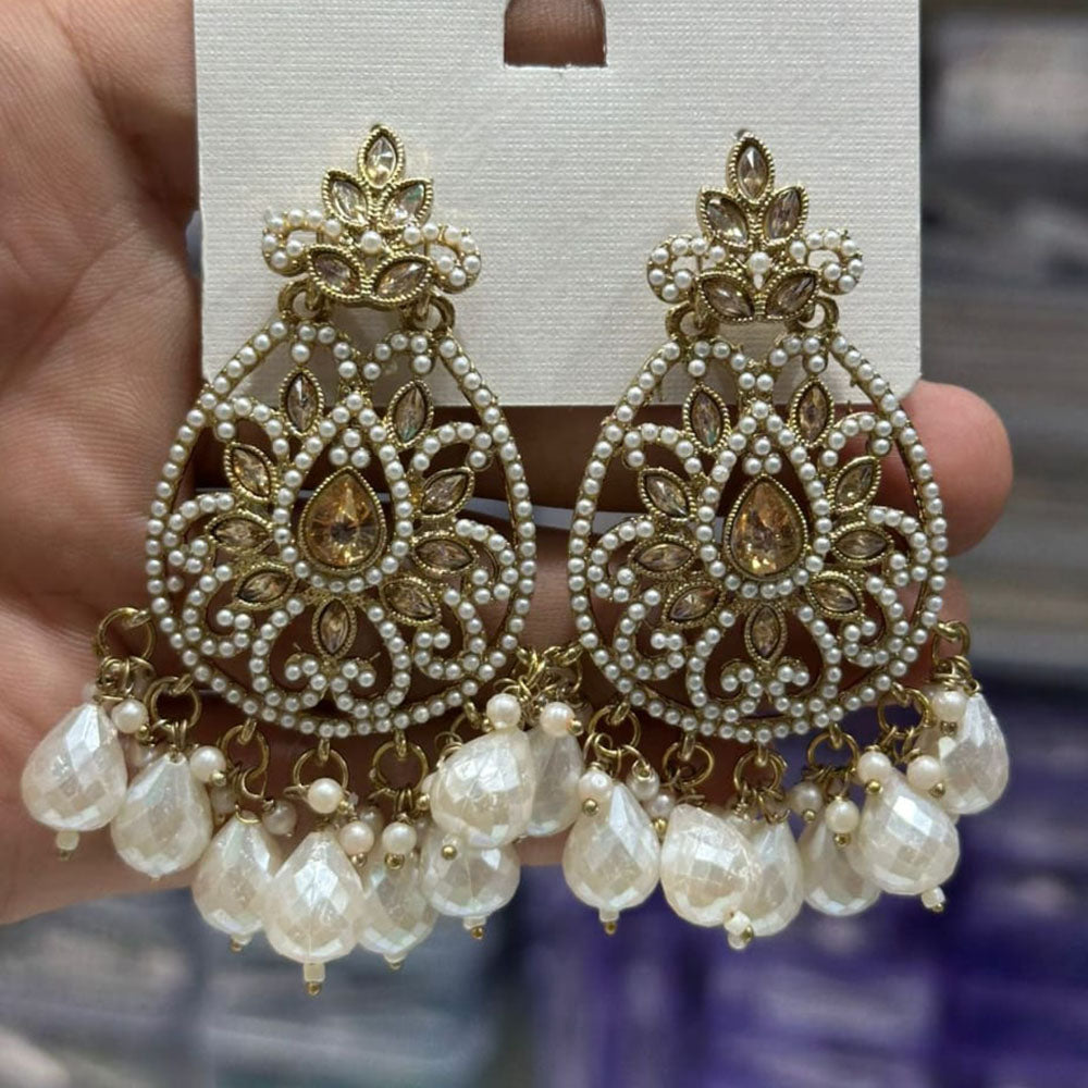 Kavita Art Gold Plated Crystal Stone And Beads Dangler Earrings