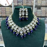 Kavita Art Gold Plated Crystal Stone And Beads Necklace Set