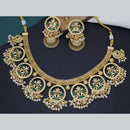 Kavita Art Gold Plated Pota Stone And Pearls Necklace Set