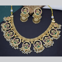 Kavita Art Gold Plated Pota Stone And Pearls Necklace Set