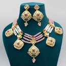 Kavita Art Gold Plated Pota Stone And Pearls Necklace Set