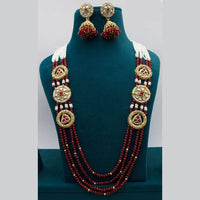 Kavita Art Gold Plated Pota Stone Pearls And Beads Long Necklace Set