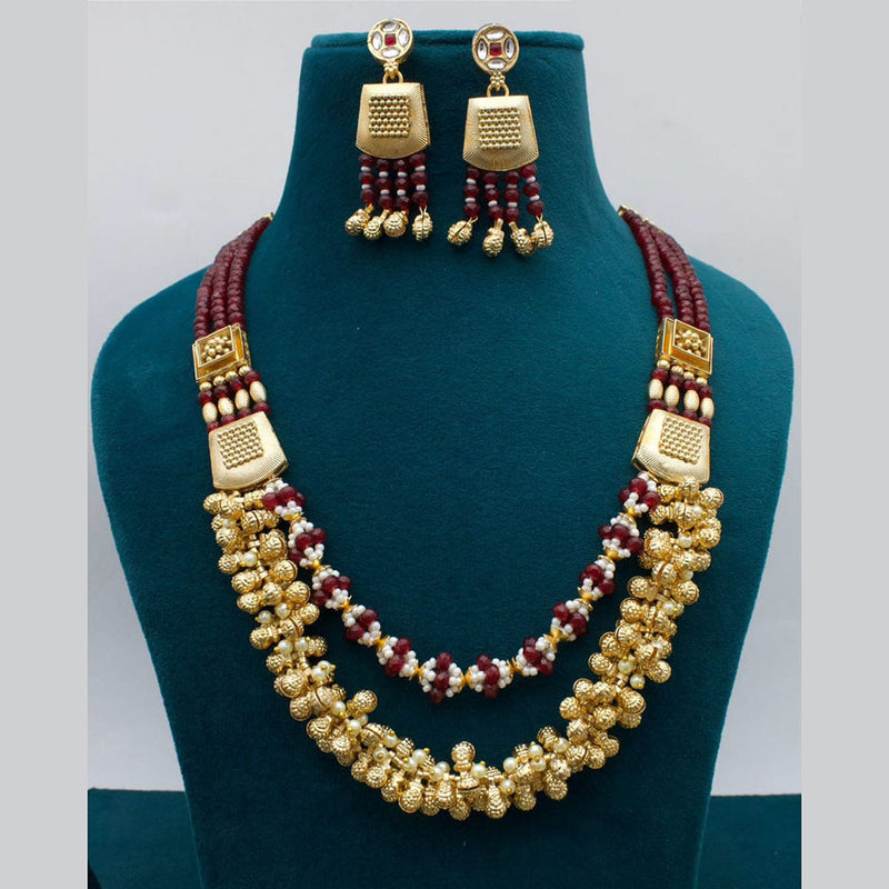 Kavita Art Gold Plated Pearls And Beads Necklace Set