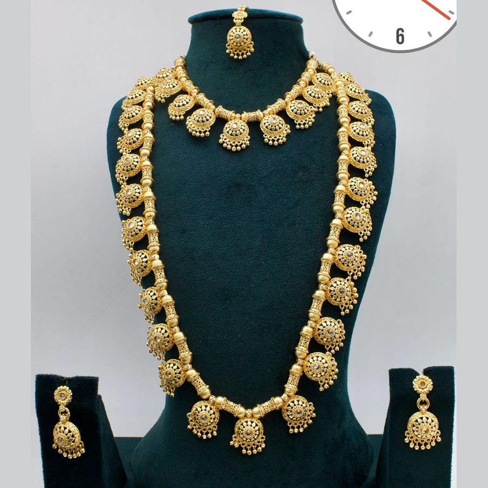 Kavita Art Gold Plated Pota Stone Double Necklace Set