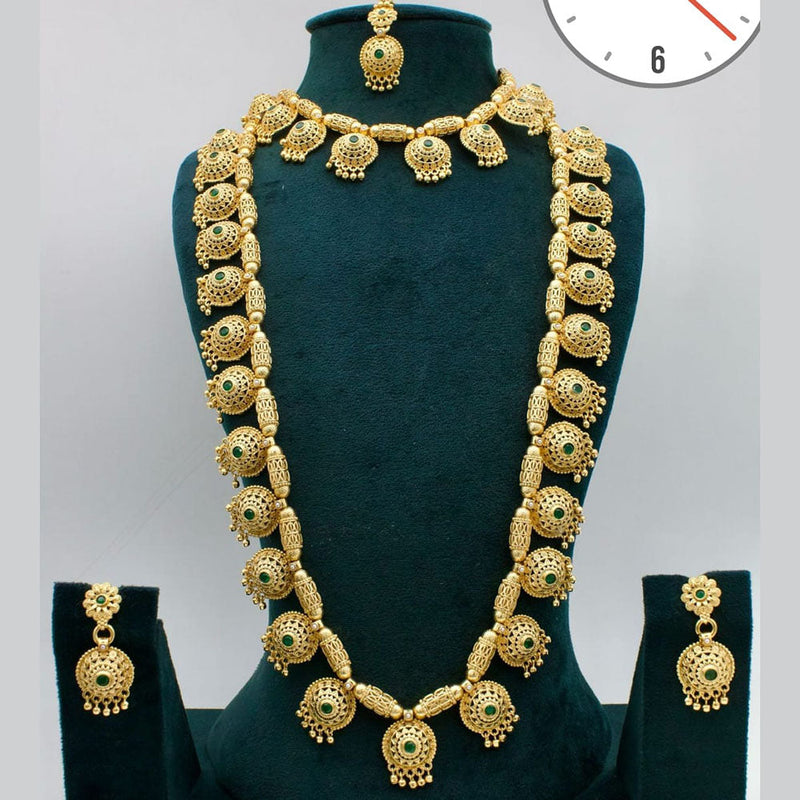 Kavita Art Gold Plated Pota Stone Double Necklace Set