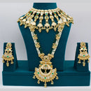 Kavita Art Gold Plated Pota Stone And Pearls Meenakari Double Necklace Set