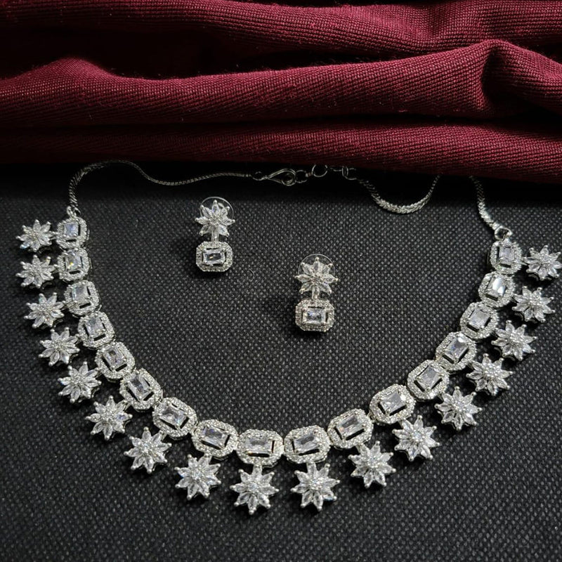 Kavita Art Silver Plated American Diamond Necklace Set