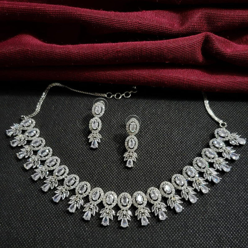 Kavita Art Silver Plated American Diamond Necklace Set