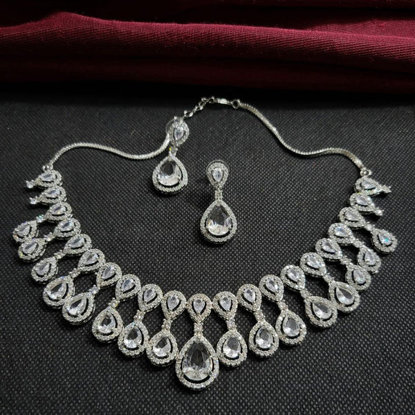 Kavita Art Silver Plated American Diamond Necklace Set