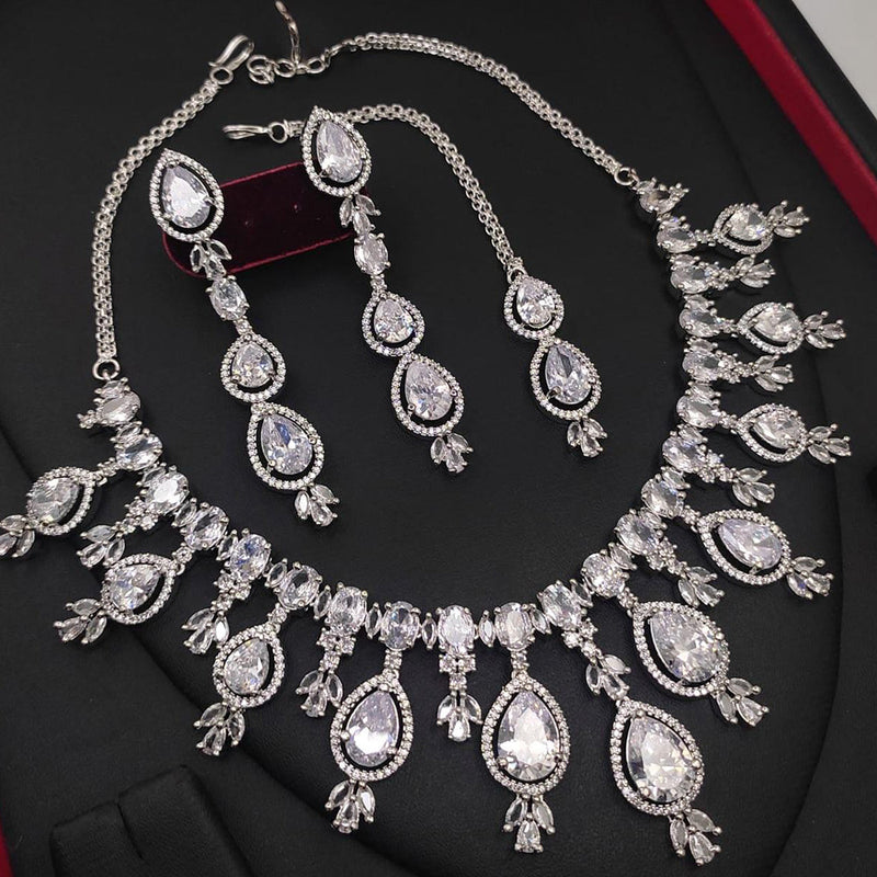 Kavita Art Silver Plated American Diamond Necklace Set