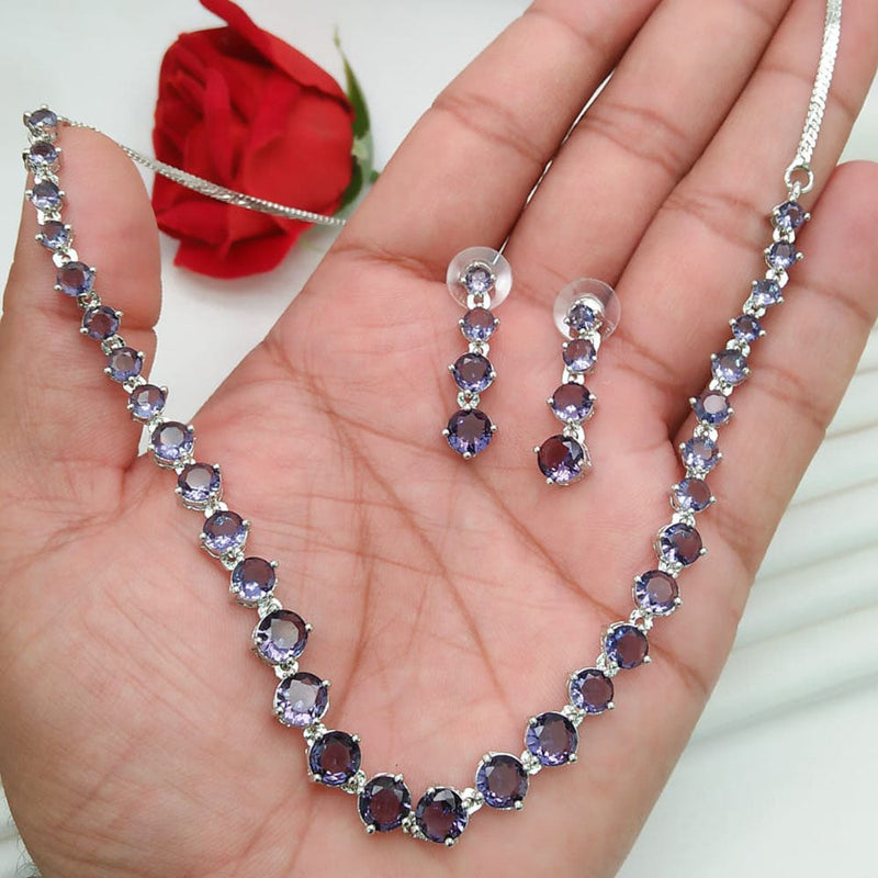 Kavita Art Silver Plated Crystal Stone Necklace Set