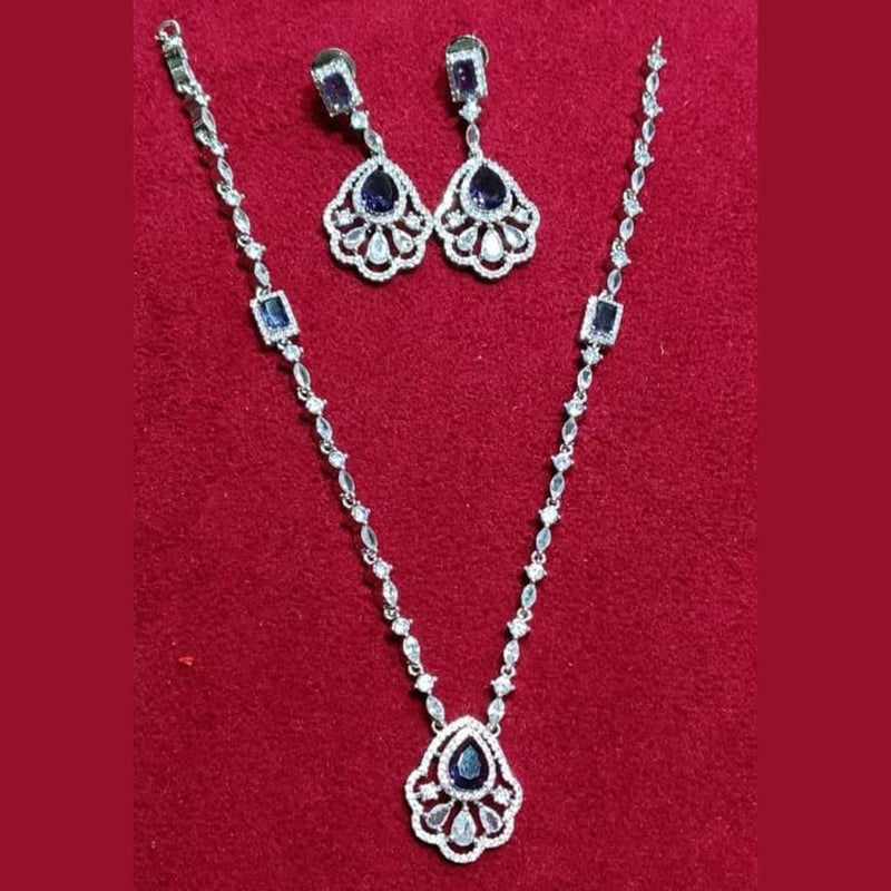 Kavita Art Silver Plated American Diamond Necklace Set