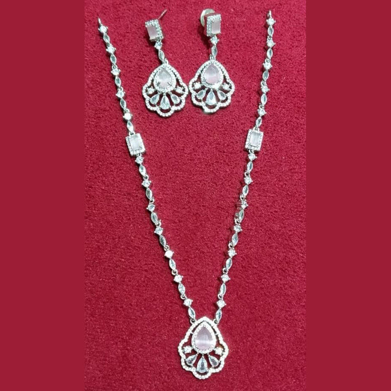 Kavita Art Silver Plated American Diamond Necklace Set