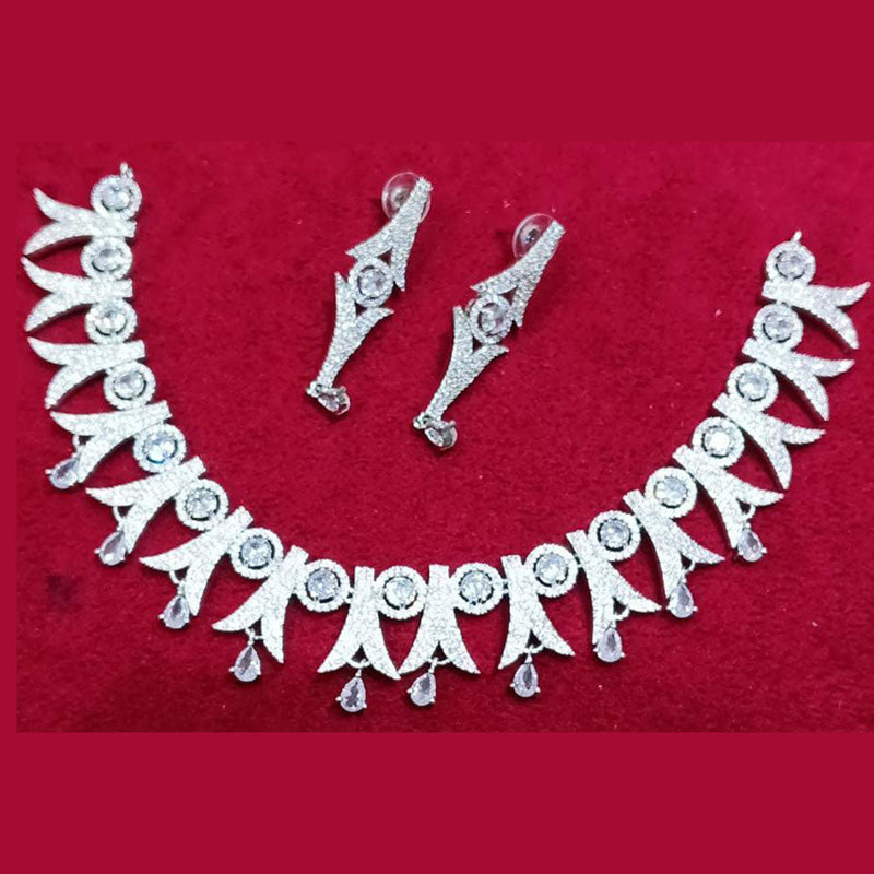 Kavita Art Silver Plated American Diamond Necklace Set