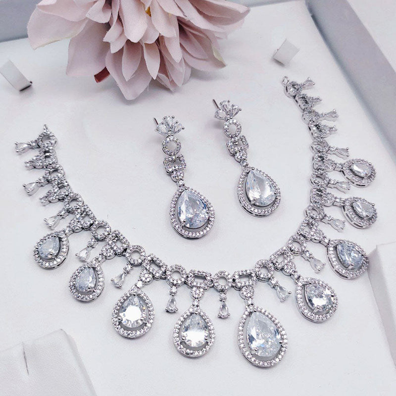 Kavita Art Silver Plated American Diamond Necklace Set