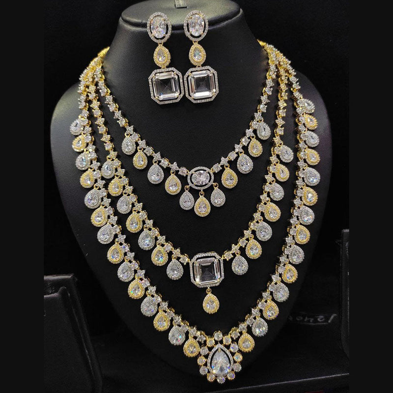 Kavita Art Silver Plated American Diamond  Multi Layer Necklace Set