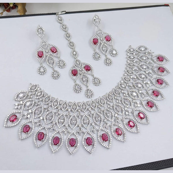 Kavita Art Silver Plated American Diamond Necklace Set