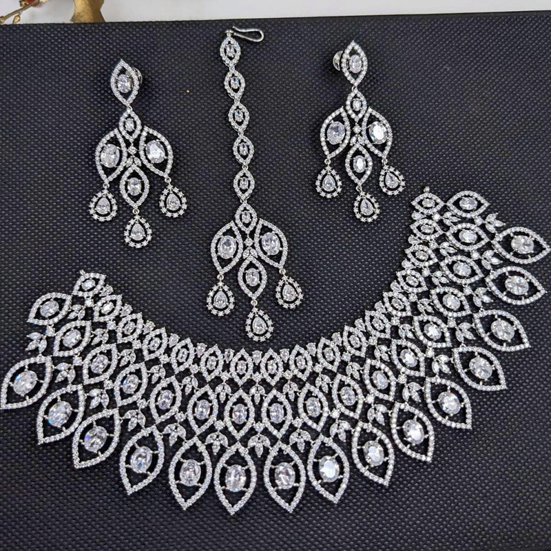 Kavita Art Silver Plated American Diamond Necklace Set