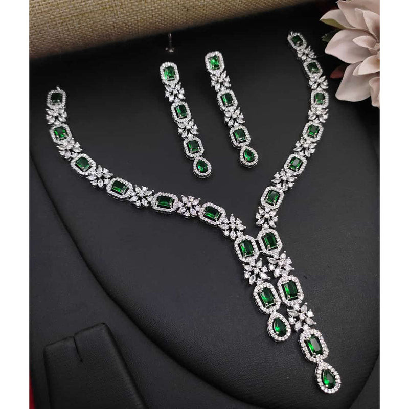 Kavita Art Silver Plated American Diamond Necklace Set