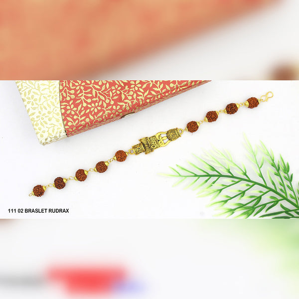 Mahavir Gold Plated Rudraksh Bracelet